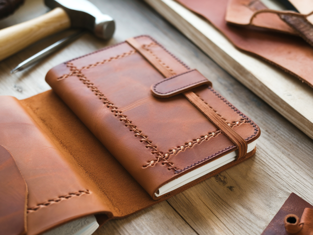 Comment fabriquer une couverture de carnet en cuir brodé pour moleskine avec finitions propres sans outil professionnel