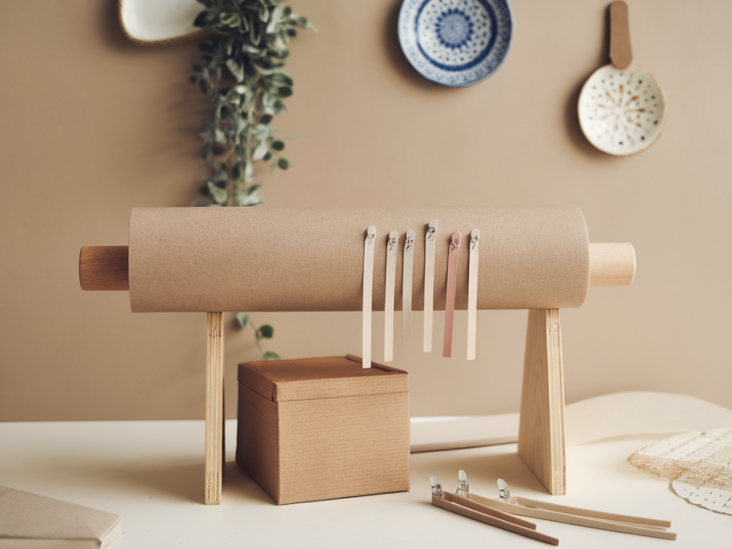 Comment créer un coin emballage cadeaux compact avec rouleaux, rubans et étiquettes réutilisables pour gagner de la place