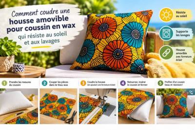 Comment coudre une housse amovible pour coussin en wax qui résiste au soleil et aux lavages